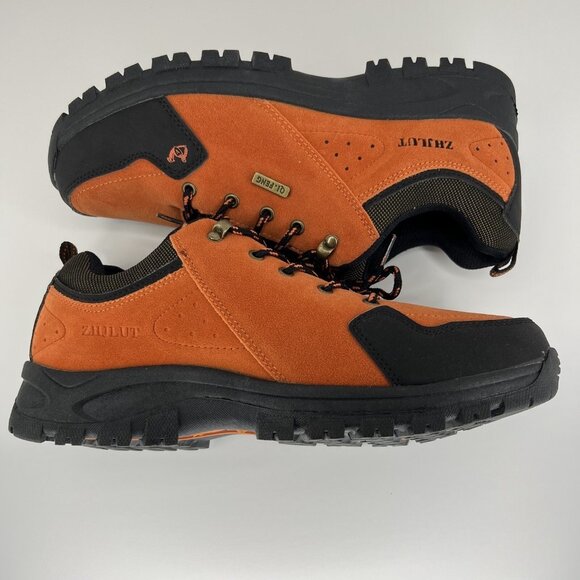 QI.Feng Hiking Burnt Orange Shoes Euro Size 44 Suede-Look Slip-Resistant Sneaker - Picture 6 of 11